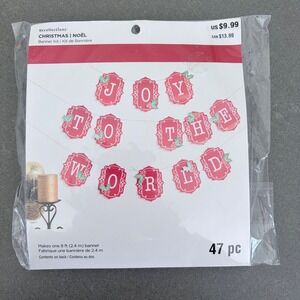 Recollections Joy To The World Christmas Banner Kit Red Holiday Decor 8ft 47pc